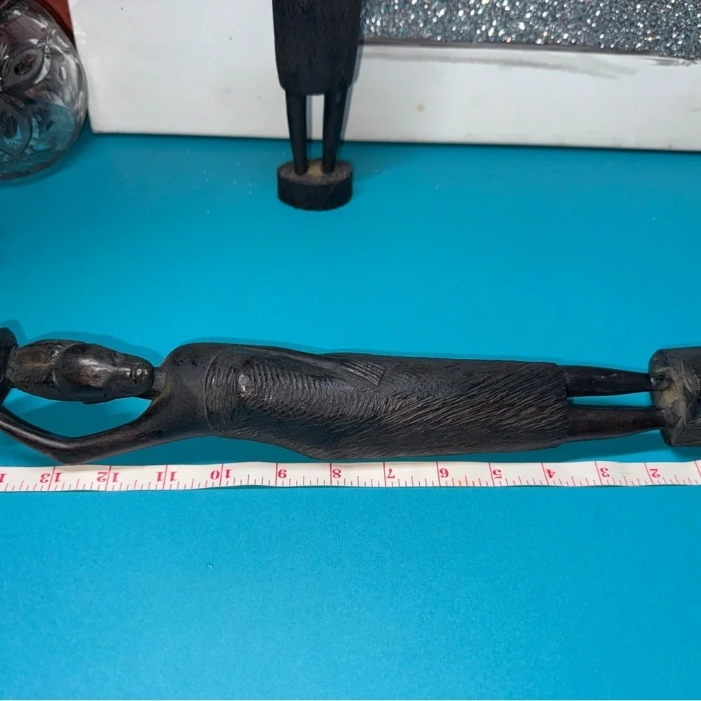 4pcs Wood African Vintage With Hand Carved Tribal Statue - Picture 5 of 14